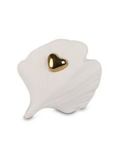 Keramische mini urn witte schelp met gouden hart