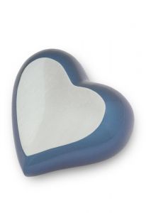 Messing mini urn hart blauw