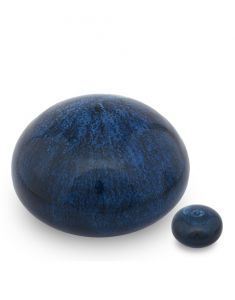 Steengoed gebakken keramische mini urn blauw