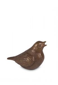 Bronzen mini urn 'Tjilpende vogel'