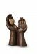 Petite Urne Funéraire en céramique bronze 'Coeur dans nos mains' - Avec Bougeoir