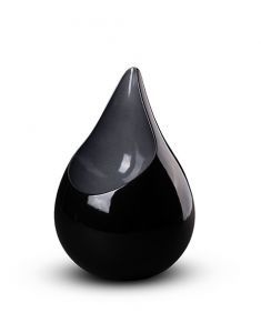 Moderne traandruppelvormige urn 'Celest' zwart-grijs