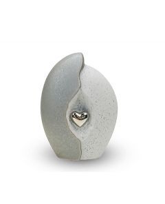 Keramische mini urn 'Zilveren hart'